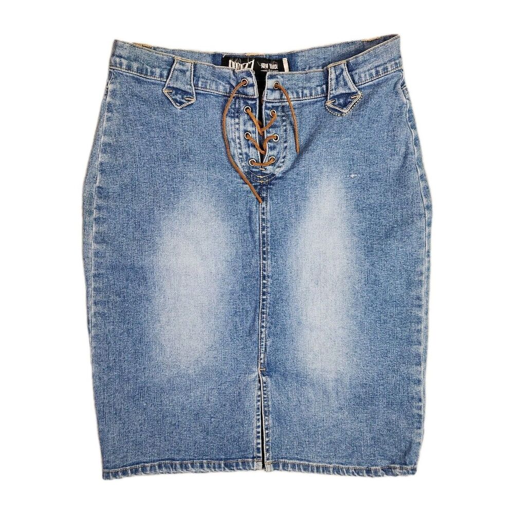 Quizz New Denim Skirt Womens 5/6 Midi Y2k Style Lace Front Low Rise Bratz 90s